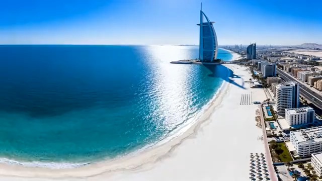 迪拜海滨城市建筑鸟瞰171#横屏 	 