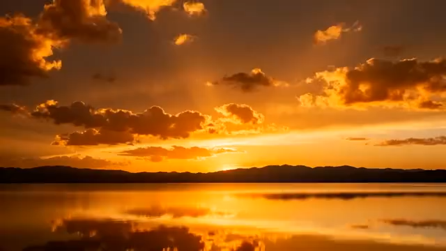 湖面夕阳天空自然景观3264#横屏 