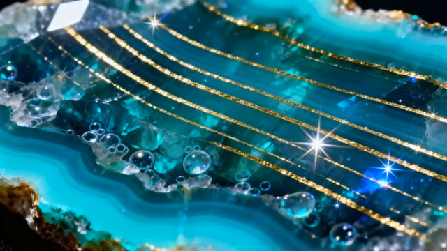  带金色线条的水晶矿石素材1022#横屏 	 