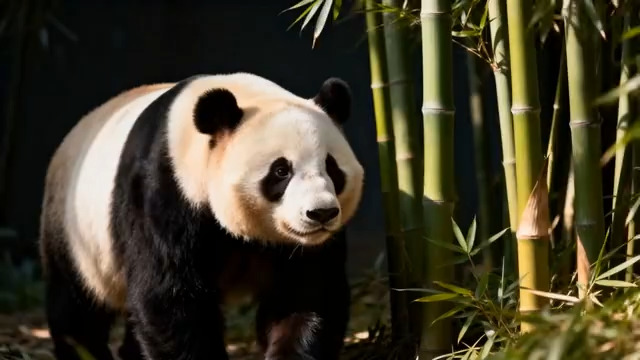  大熊猫于竹林中行走素材1569#横屏 	 