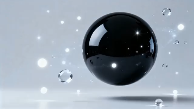黑色球体悬浮带光效素材2066#横屏 