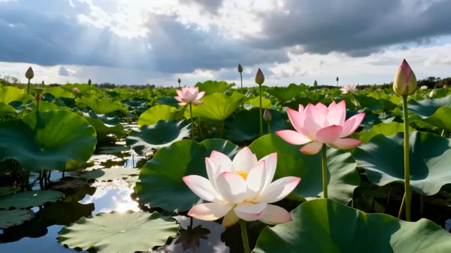 荷塘盛开的荷花与荷叶2999#横屏 