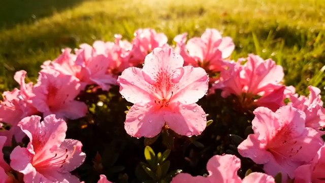  带水珠的粉色花朵特写(1)2601#横屏 	 