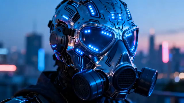  戴科技风面具人物特写178#横屏 	 