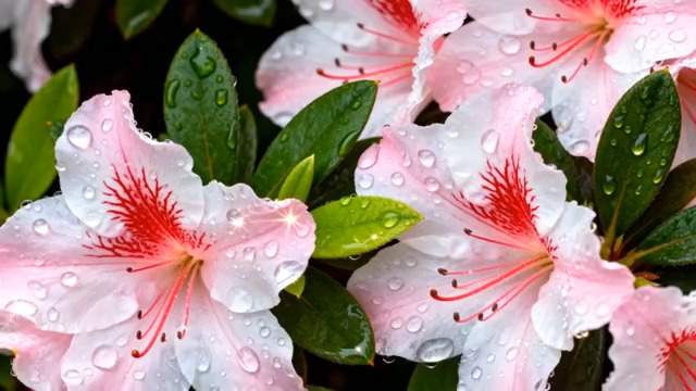  带水珠的粉色花朵特写2099#横屏 	 