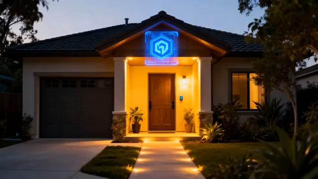  带科技特效的独栋住宅夜景2407#横屏 	 