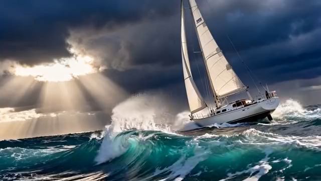  大海上航行的帆船896#横屏 	 -