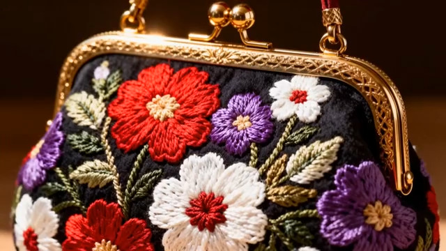  刺绣花卉口金包特写1656#横屏 	 