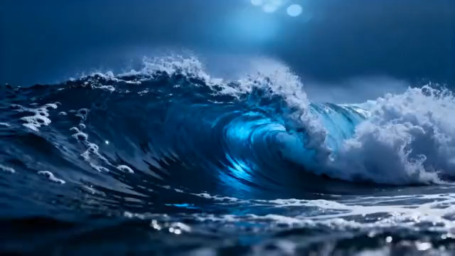  大海翻涌的波浪画面2596#横屏 	 