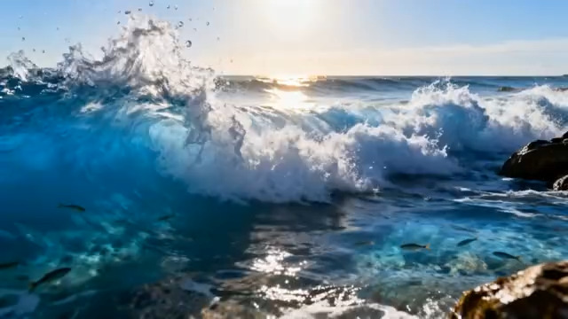  大海浪花阳光海景画面1665#横屏 	 