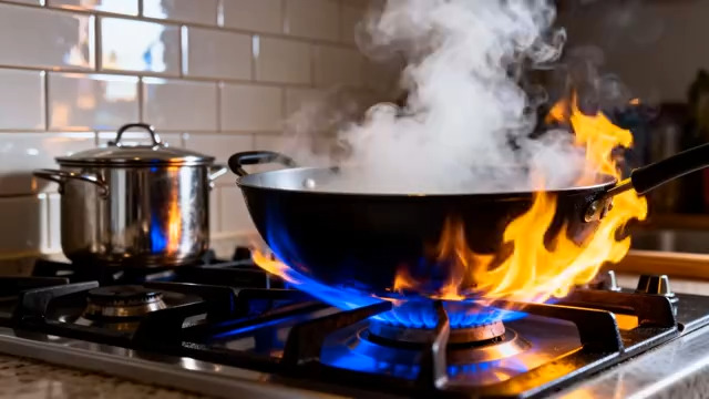  厨房燃气灶炒菜火焰素材213#横屏 	 