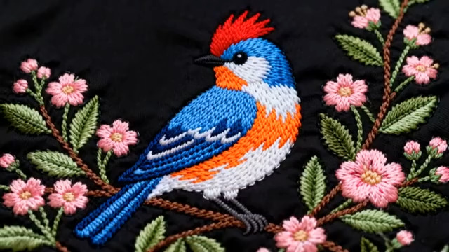  刺绣花鸟图案素材1448#横屏 	 