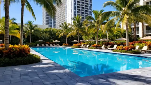  城市中热带风情的泳池景观1229#横屏 	 