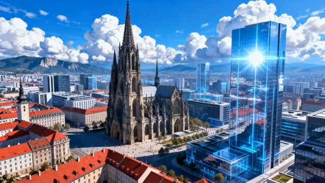  城市新旧建筑融合全景2508#横屏 	 