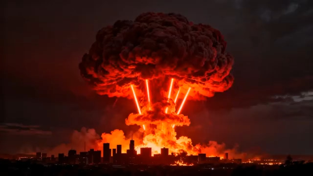  城市上空核爆炸蘑菇云765#横屏 	 