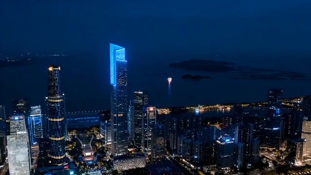  城市夜景高楼俯瞰画面970#横屏 	 