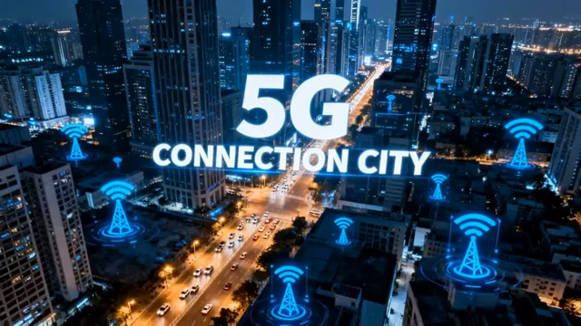  城市夜景网络覆盖画面1364#横屏 	 