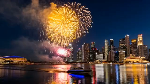  城市夜景烟花绽放1334#横屏 	 