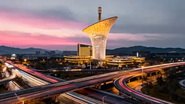  城市建筑与交通枢纽夜景1679#横屏 	 