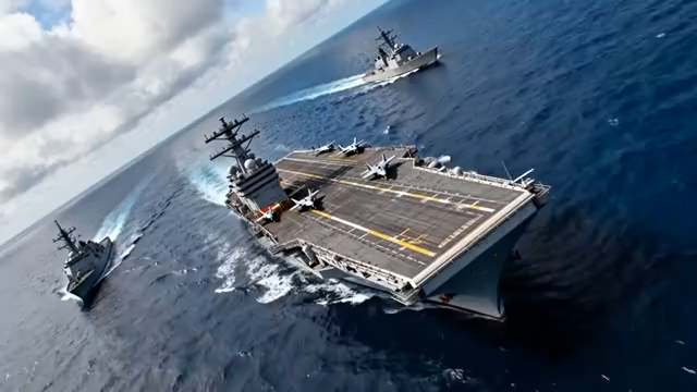 海上航行的航空母舰及护卫舰2247#横屏 