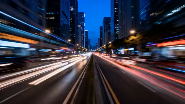  城市道路夜景车流素材1710#横屏 	 