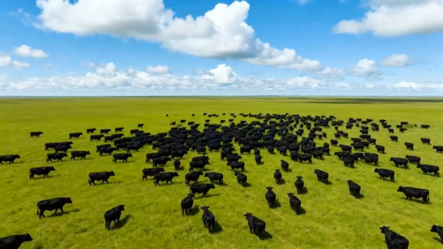  草原上的牛群全景1524#横屏 	 