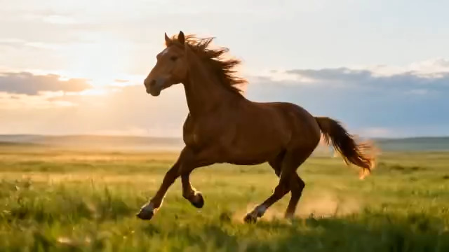  草原骏马奔跑场景698#横屏 	 
