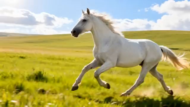  草原上奔跑的白马2834#横屏 	 