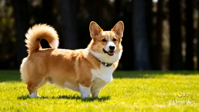  草地上站立的柯基犬1806#横屏 	 