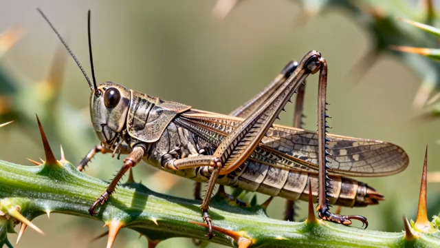  草丛中蝗虫特写2225#横屏 	 