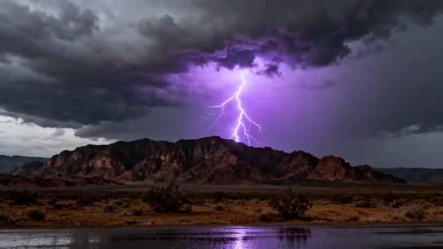  紫色闪电荒漠震撼瞬间3272#横屏 	 