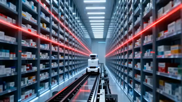  仓库内智能机器人运送药品2716#横屏 	 