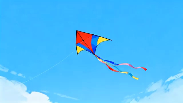  彩色风筝于蓝天中飞翔470#横屏 	 