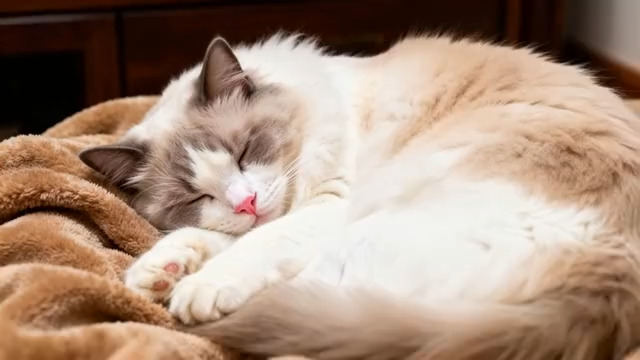  布偶猫在毛毯上睡觉(1)2827#横屏 	 