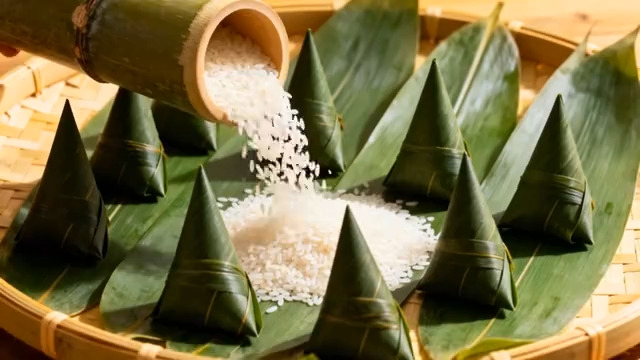  包粽子场景糯米粽叶素材386#横屏 	 