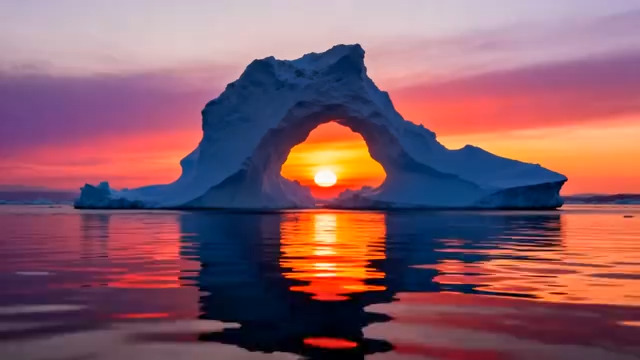  北极冰山日落景象2524#横屏 	 