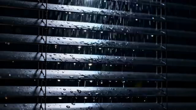  百叶窗上滴落的雨水240#横屏 	 