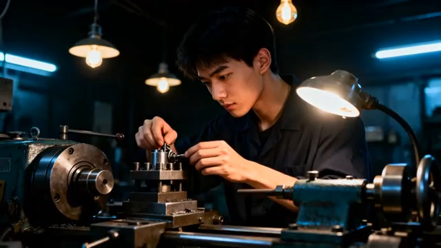  专注操作机床的青年3244#横屏 	 -