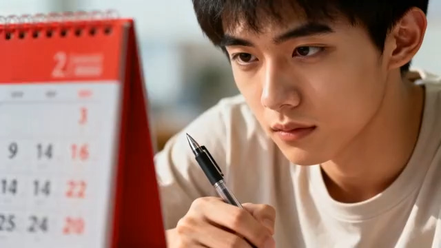  专注思考的青年男子3251#横屏 	 