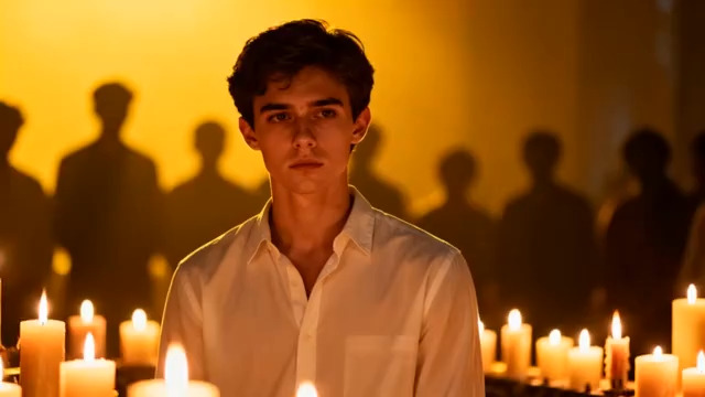  烛光下的白衣男子3230#横屏 	 