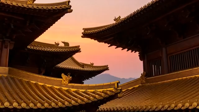 古建筑屋檐夕阳景观3484#横