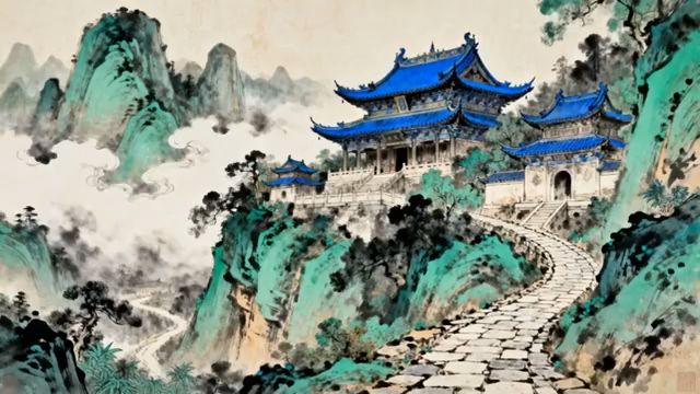 古风山水楼阁景观素材1921#横屏 