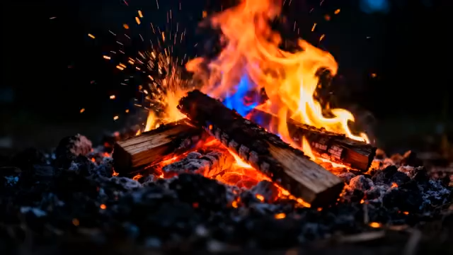 篝火燃烧特写素材1000#横