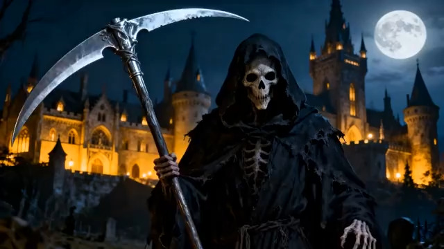  月夜死神城堡剪影3083#横屏 	 