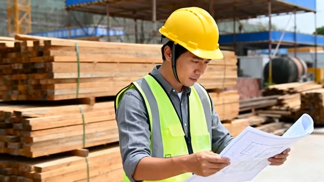 工地工程师查看工程图纸1636#横屏 