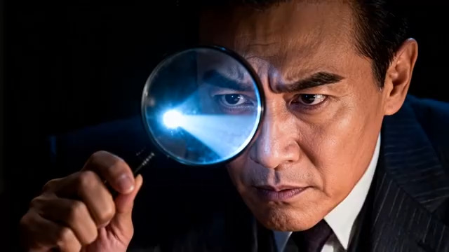  侦探用放大镜观察细节3139#横屏 	 