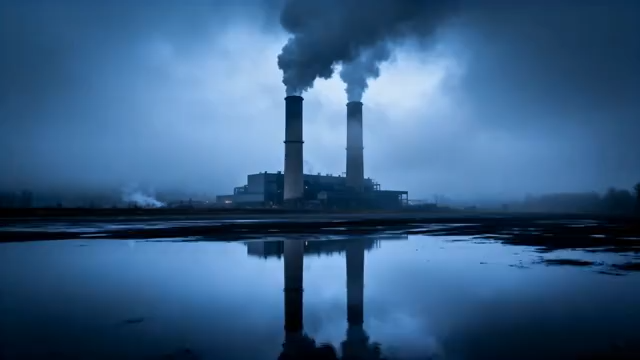 工厂烟囱排放烟雾景象20#横