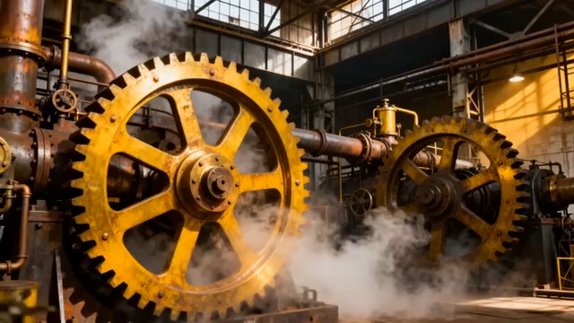 工厂内大型齿轮机械运作2726#横屏 