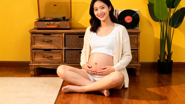  孕妇抚摸孕肚温馨瞬间3120#横屏 	 