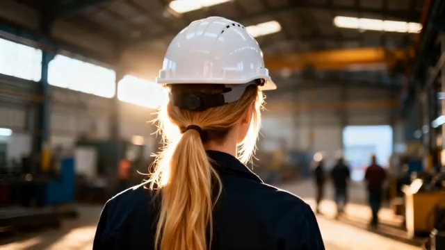 工厂内女工人背影4507#横